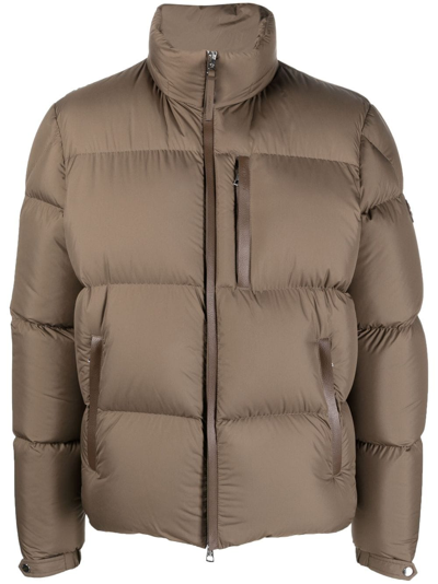 Shop Moncler Besbre Feather-down Puffer Jacket In Brown