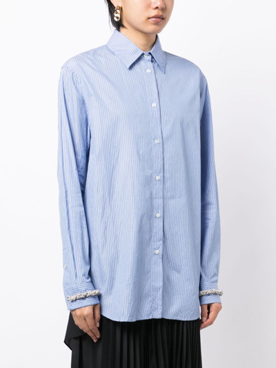 Shop N°21 Striped Cotton Shirt In Blue