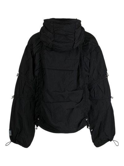 Reese Cooper Drawstring Zip-up Hooded Jacket In Black