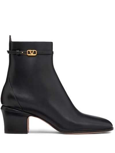 Shop Valentino Tan-go 60mm Leather Ankle Boots In Black