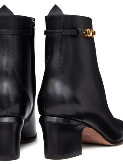 Shop Valentino Tan-go 60mm Leather Ankle Boots In Black