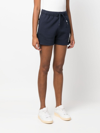 Shop Autry Logo-print Cotton Short Shorts In Blue