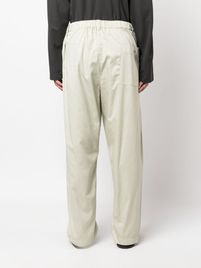 Shop Lemaire Straight-leg Cotton Trousers In Grey