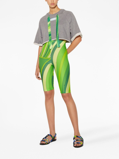 Shop Pucci Iride-print Cropped Leggings In Green
