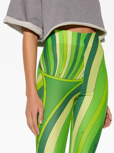 Shop Pucci Iride-print Cropped Leggings In Green