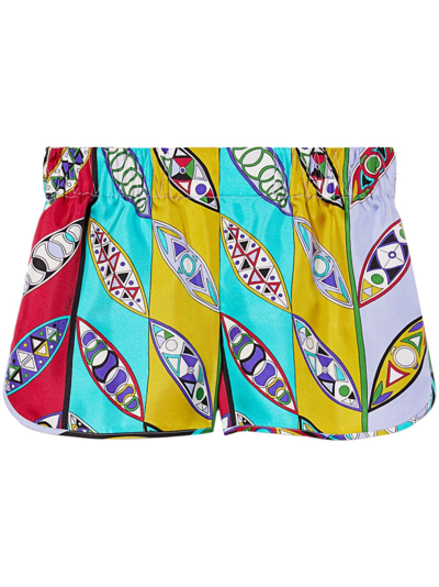 Shop Pucci Girandole-print Silk Shorts In Multicolour