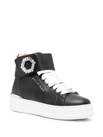 Shop Philipp Plein Logo-lettering Crystal-embellished Sneakers In Black