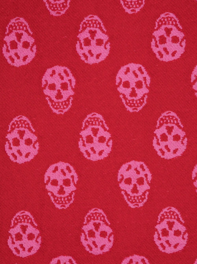 Alexander Mcqueen Skull Intarsia-knit Wool Scarf In Pink