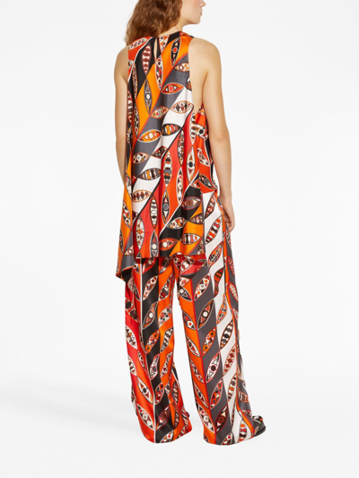 Shop Pucci Graphic-print Silk Sleeveless Top In Red