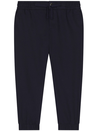 Dolce & Gabbana Logo-plaque Stretch-cotton Track Pants In Blue
