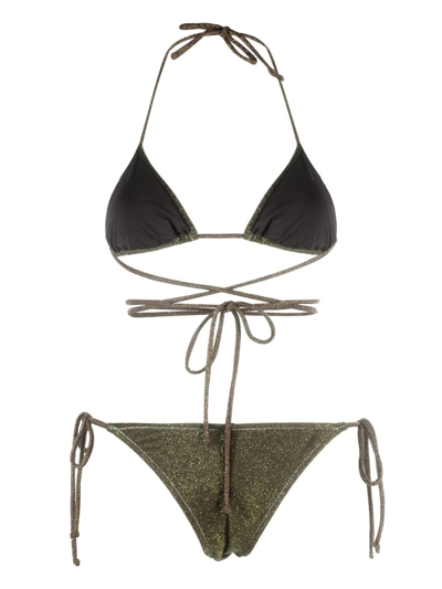 Shop Reina Olga Miami Lurex Bikini Set In Gold