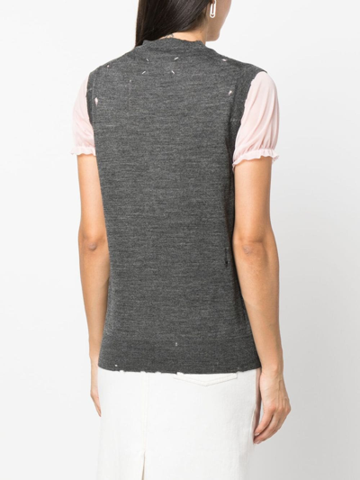 Shop Maison Margiela Intarsia-knit Wool Vest In Grey