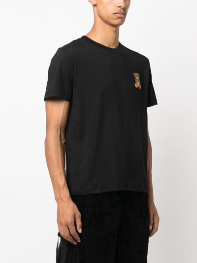Shop Barrow Teddy Bear-print Cotton T-shirt In Black