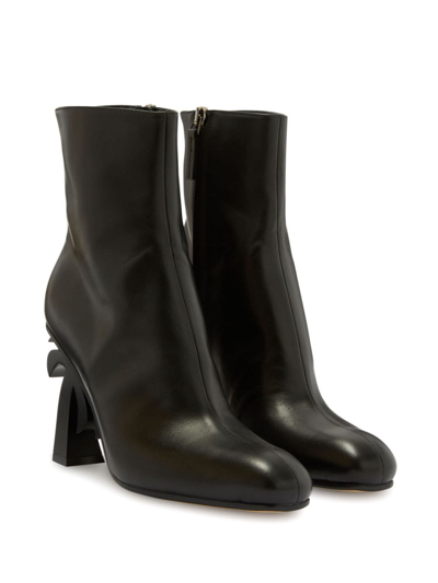 Palm Angels 110mm Palm Heel Leather Ankle Boots In Black