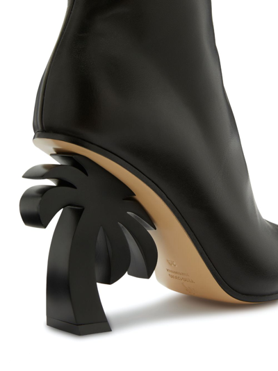 Palm Angels 110mm Palm Heel Leather Ankle Boots In Black