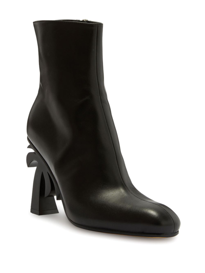 Palm Angels 110mm Palm Heel Leather Ankle Boots In Black