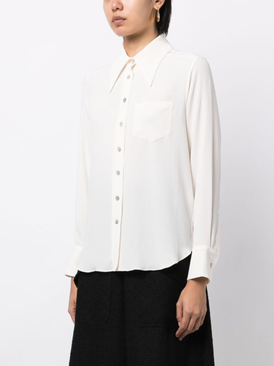 Shop Jane Parker Pointed-collar Shirt In White