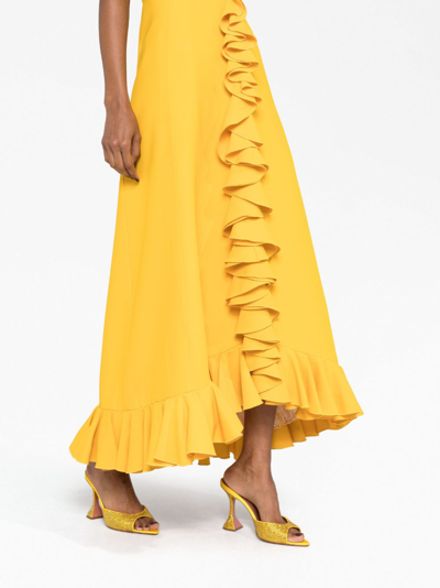 Shop Giambattista Valli Halterneck Sleeveless Maxi Dress In Yellow