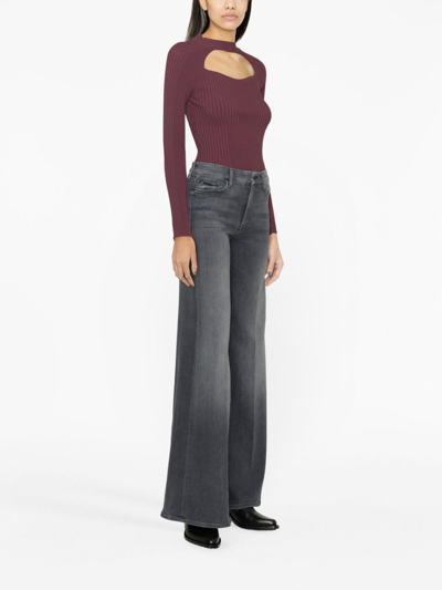 Shop Mother The Roller Mid-rise Wide-leg Jeans In Black