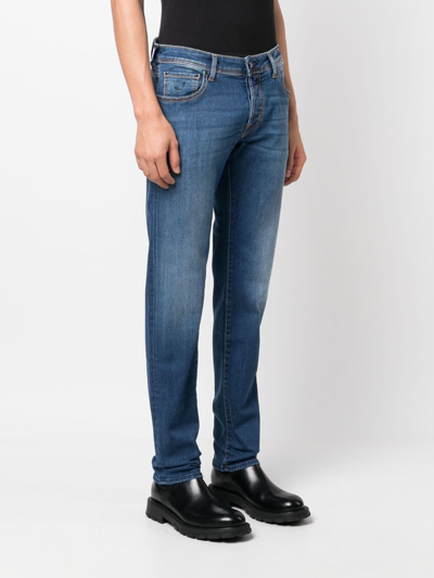 Jacob Cohen Mid-rise Handkerchief-detail Jeans In Blue