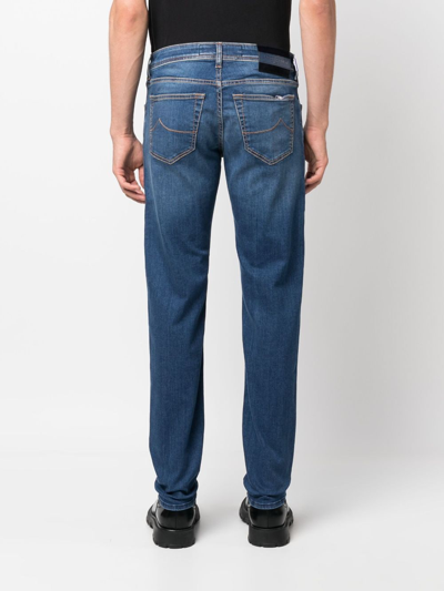 Jacob Cohen Mid-rise Handkerchief-detail Jeans In Blue
