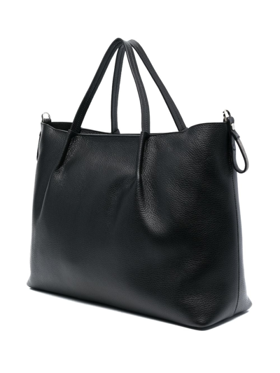 Shop Fabiana Filippi Logo-patch Leather Shopper Bag In Black