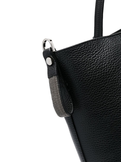 Shop Fabiana Filippi Logo-patch Leather Shopper Bag In Black