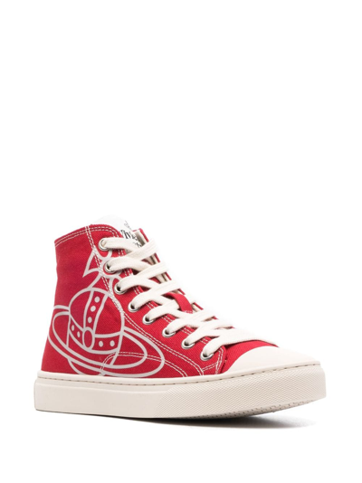 Shop Vivienne Westwood Plimsoll Canvas High-top Sneakers In Red