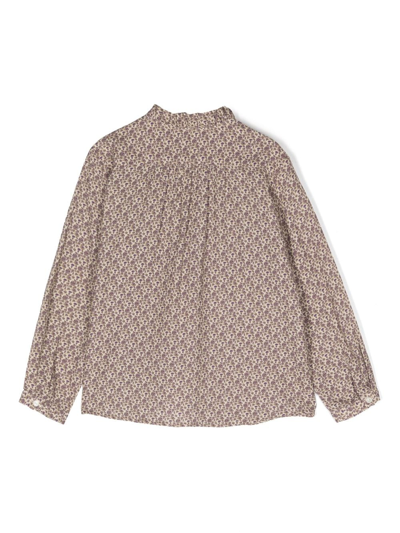 Shop Bonpoint Graphic-print Long-sleeved Shirt In Neutrals