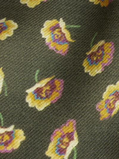 Shop Etro Floral-print Wool-silk Scarf In Green