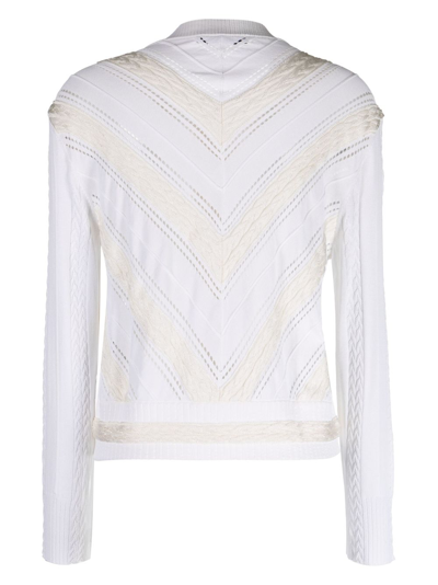 Shop Ports 1961 Chevron Knitted Cardigan In White