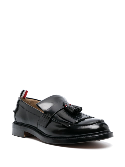 Shop Thom Browne Tassel Kilt Leather Loafers In Black
