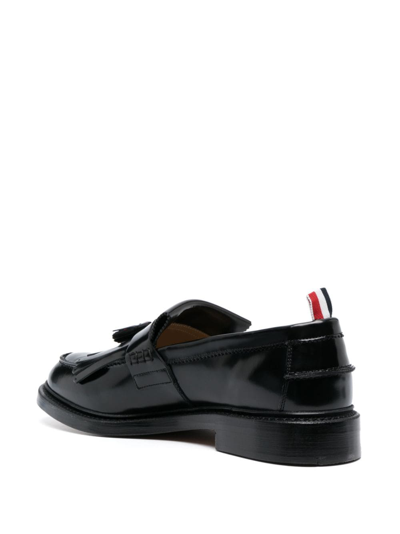 Shop Thom Browne Tassel Kilt Leather Loafers In Black