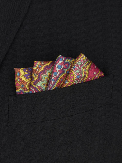 Shop Etro Graphic-print Silk Pocket Square In Pink