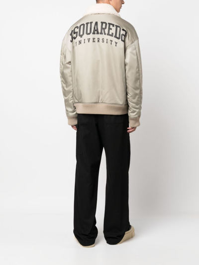 Dsquared2 Logo-print Bomber Jacket In Green