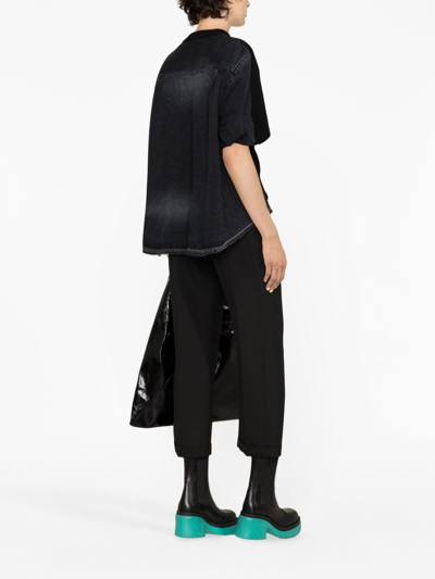 Shop Sacai Asymmetric-hem Ribbed-knit T-shirt In Black