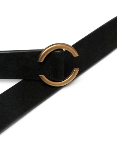 Shop Lardini Suede Buckle Belt In Black