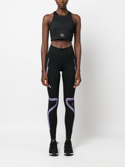 Shop Adidas By Stella Mccartney Truepace Running Logo-print Leggings In Black