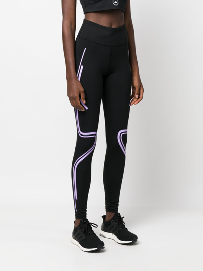 Shop Adidas By Stella Mccartney Truepace Running Logo-print Leggings In Black