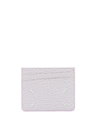Shop Maison Margiela Four-stitch Leather Card Holder In Purple
