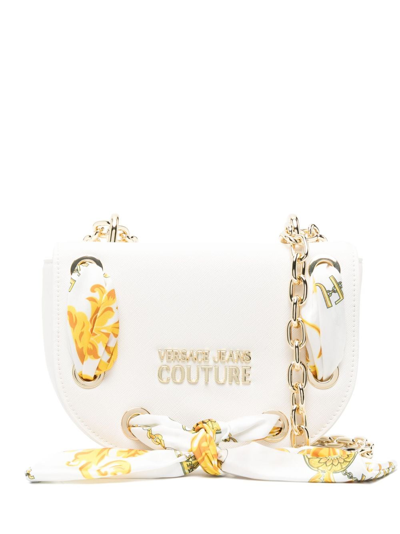 Shop Versace Jeans Couture Barocco-print Scarf Shoulder Bag In White