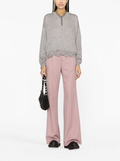 R13 Distressed Merino-wool Jumper In Grey