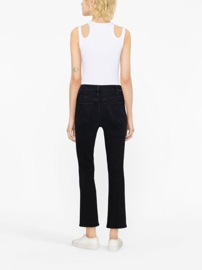 Mother Cropped Flared Denim Jeans In Blue