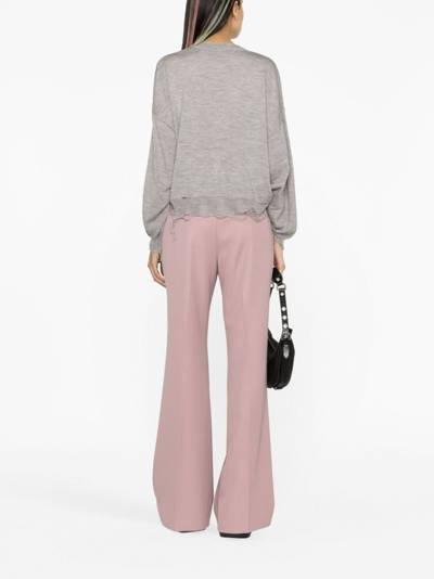 R13 Distressed Merino-wool Jumper In Grey