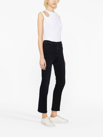 Shop Mother Cropped Flared Jeans In Blue