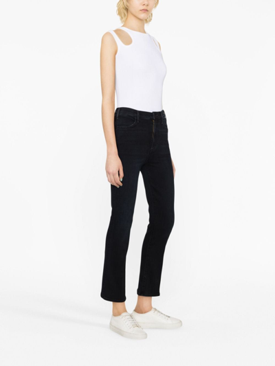 Mother Cropped Flared Denim Jeans In Blue