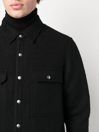 Shop Rick Owens Button-up High-neck Shirt Jacket In Black