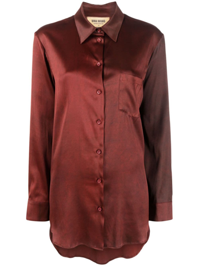 Shop Uma Wang Button-up Silk Shirt In Red