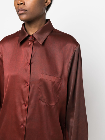 Shop Uma Wang Button-up Silk Shirt In Red
