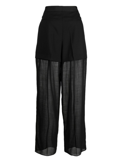Shop Ports 1961 High-waisted Sheer-panels Trousers In Black